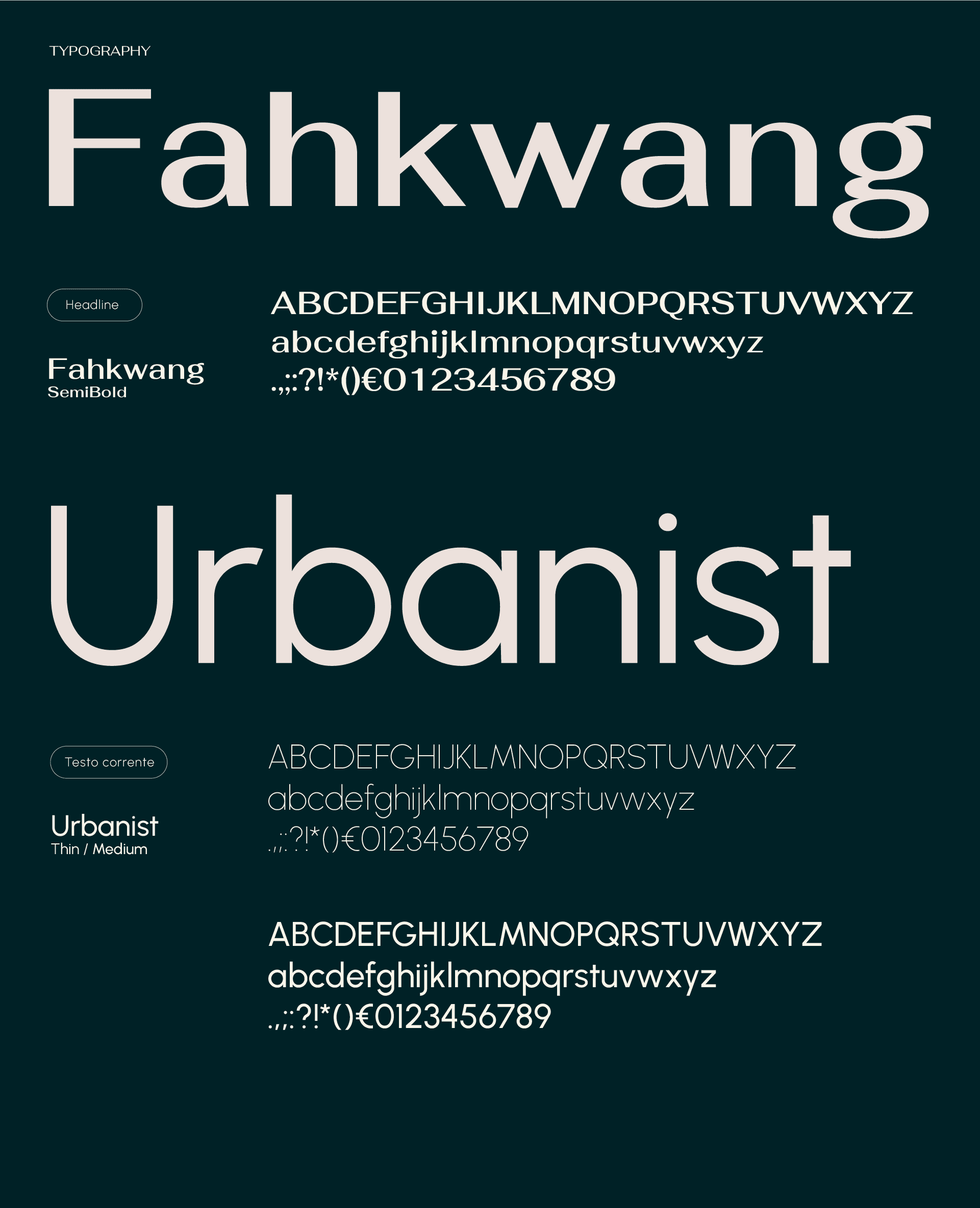 Exentia Luxury Stays typography: Fahkwang and Urbanist